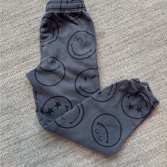 GAP Kids x Smiley World Charcoal Joggers with Smiley Face Design - Picture 1 of 4